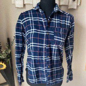 4/$20 Hollister Blue and Pink Plaid Flannel Button Up Shirt XS